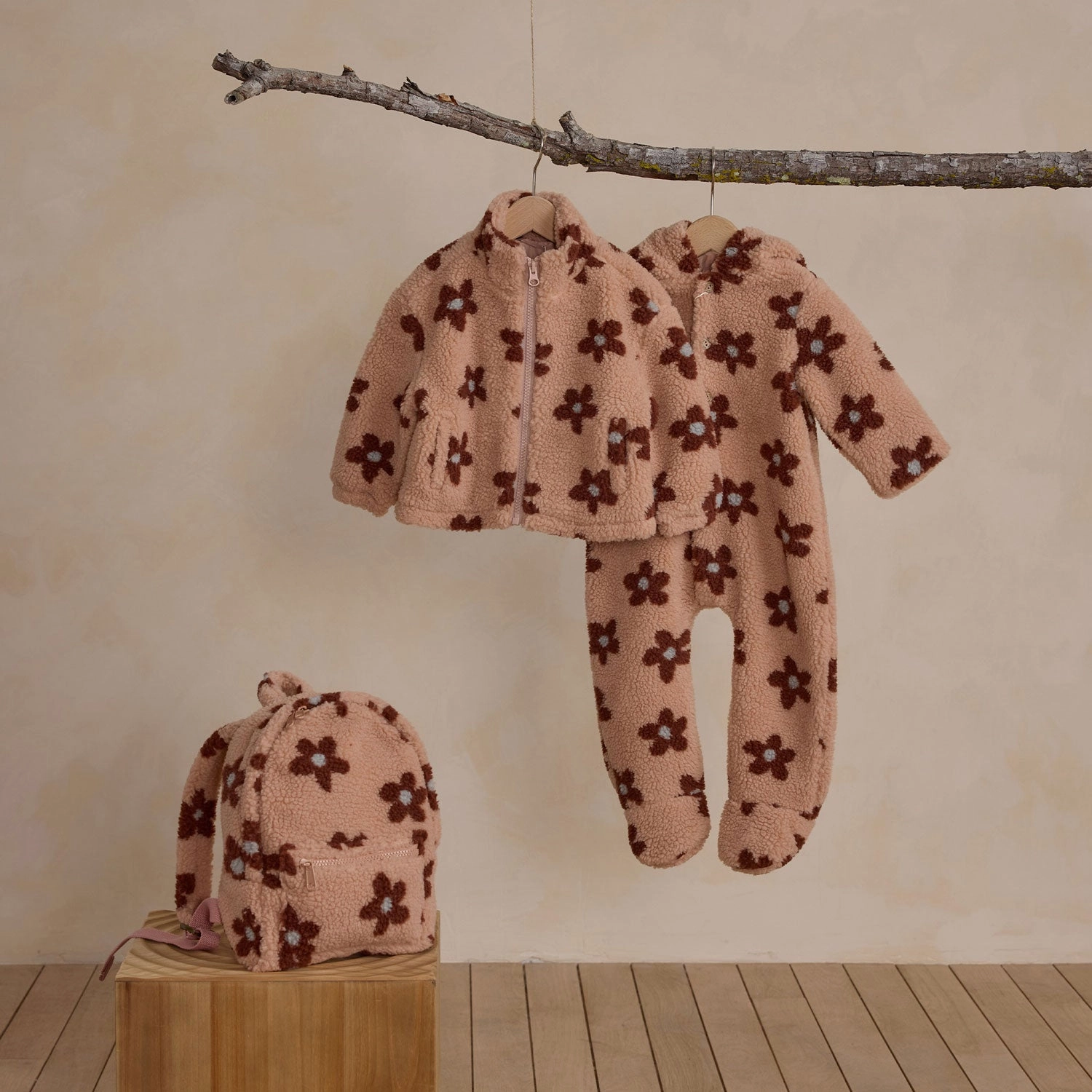 Fleece Jumpsuit - Pink Daisy - Rose - FINAL SALE