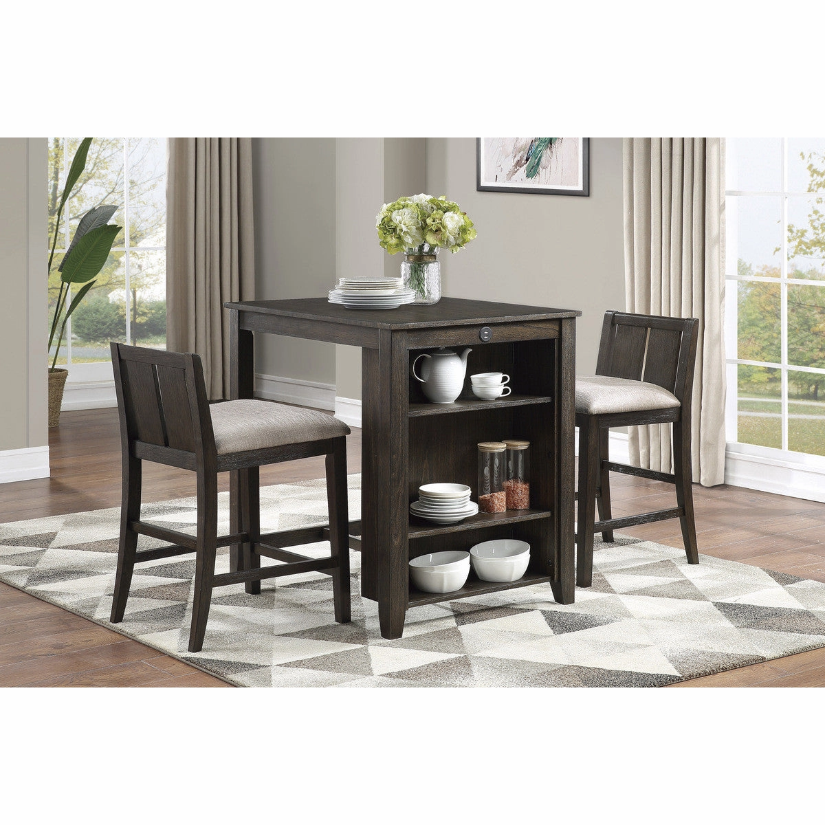 Giorno Counter-Height Dining Room Package - Brown Cherry - 3-Piece Set