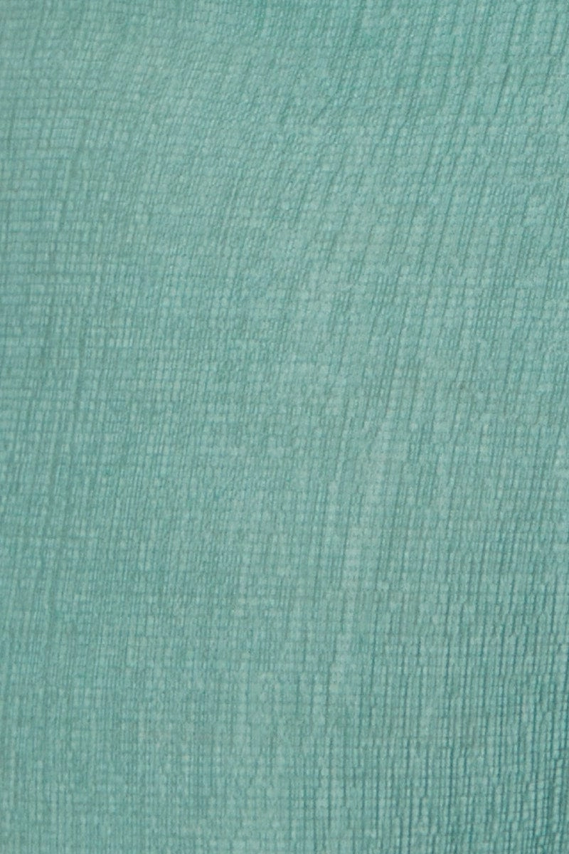 Green Linen Blend Elastic Waist Ruffle Hem Shorts