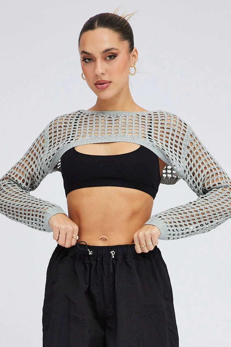 Grey Knit Shrug
