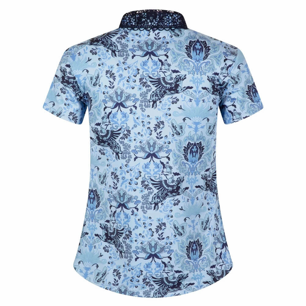 Greyson Winged Wolf Lace Scarlett Golf Polo Wolf Blue - SP25 Women