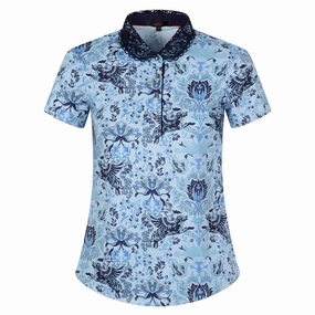 Greyson Winged Wolf Lace Scarlett Golf Polo Wolf Blue - SP25 Women