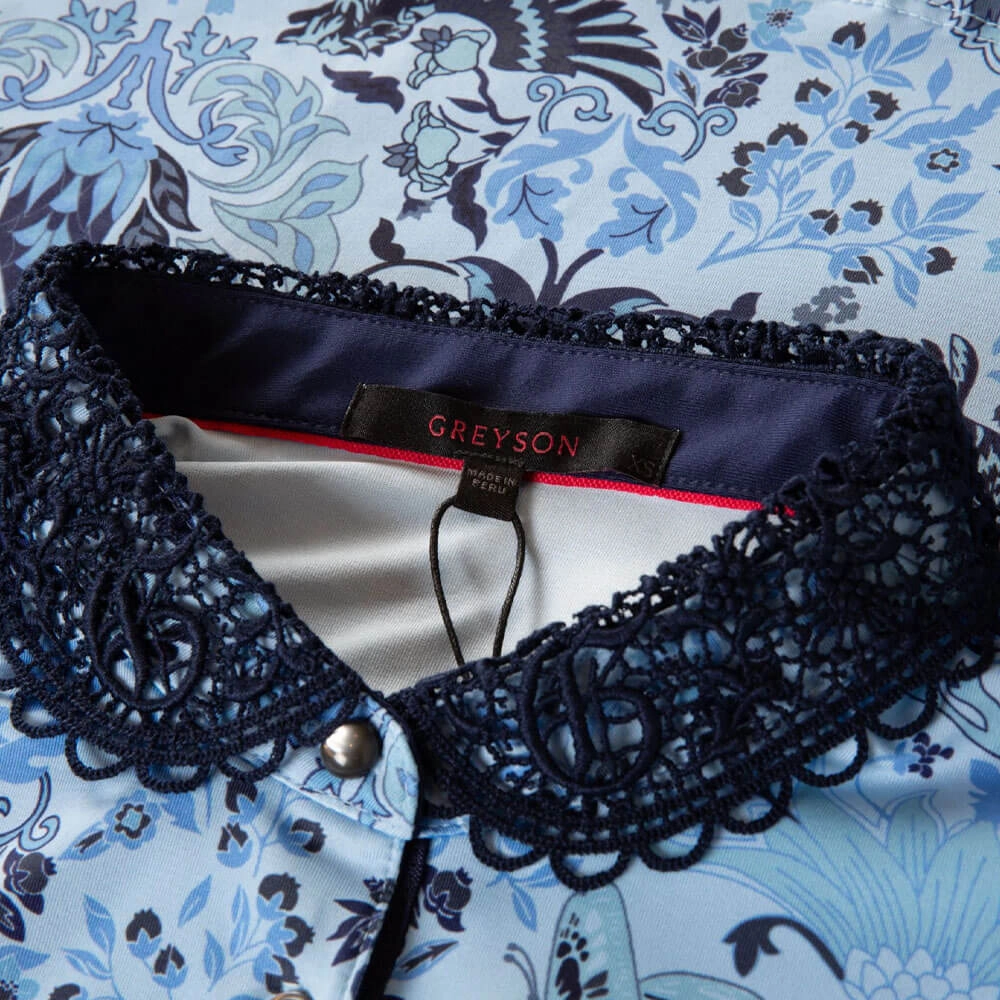 Greyson Winged Wolf Lace Scarlett Golf Polo Wolf Blue - SP25 Women