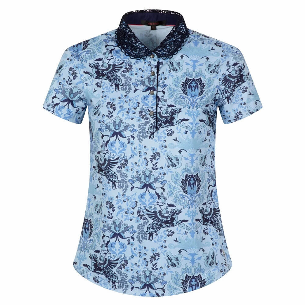 Greyson Winged Wolf Lace Scarlett Golf Polo Wolf Blue - SP25 Women
