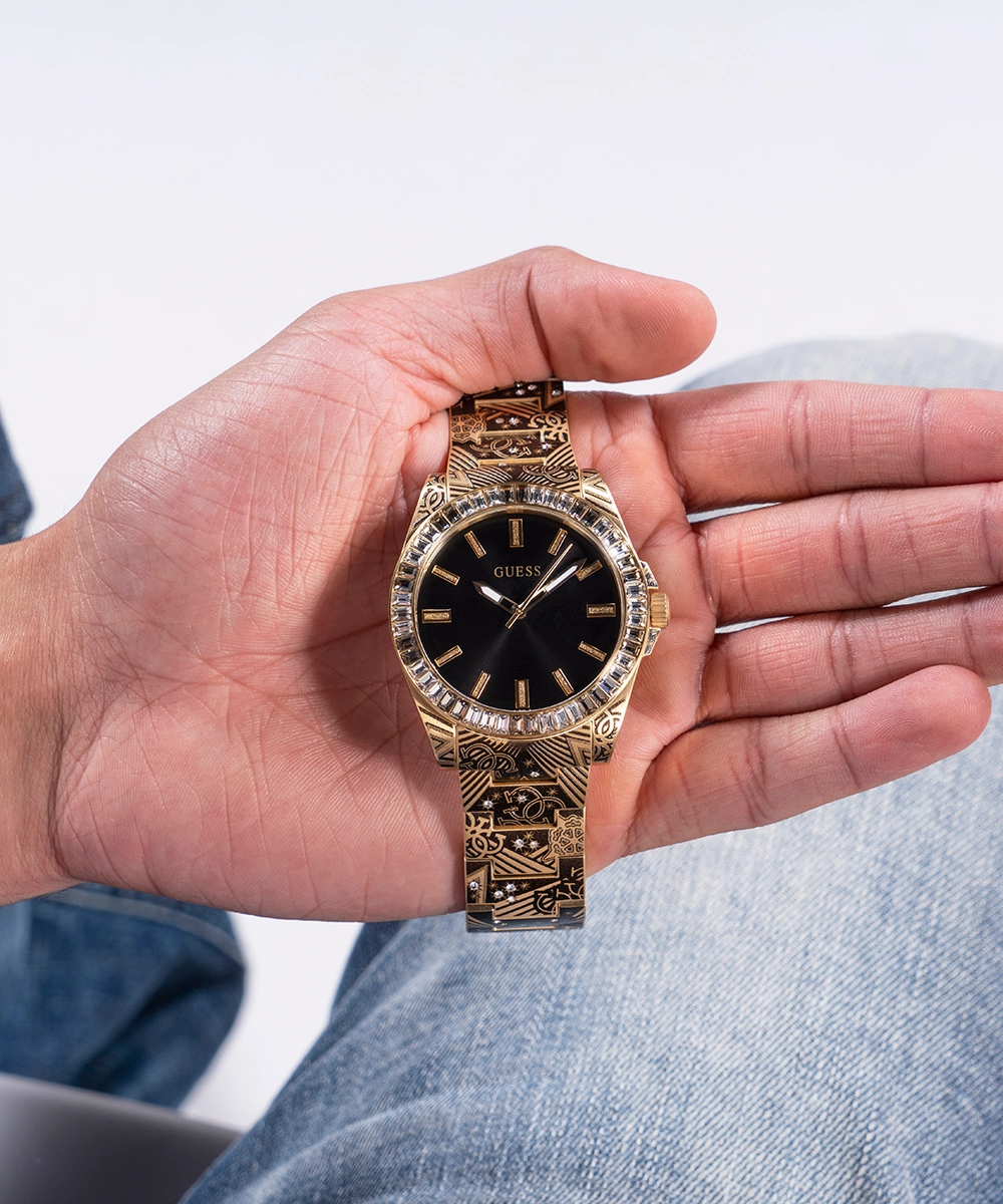 GUESS Mens Gold Tone Analog Watch