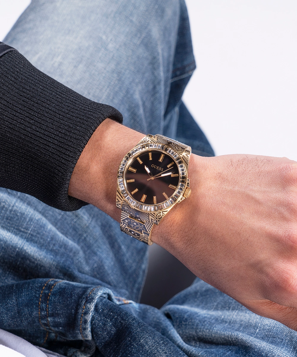 GUESS Mens Gold Tone Analog Watch