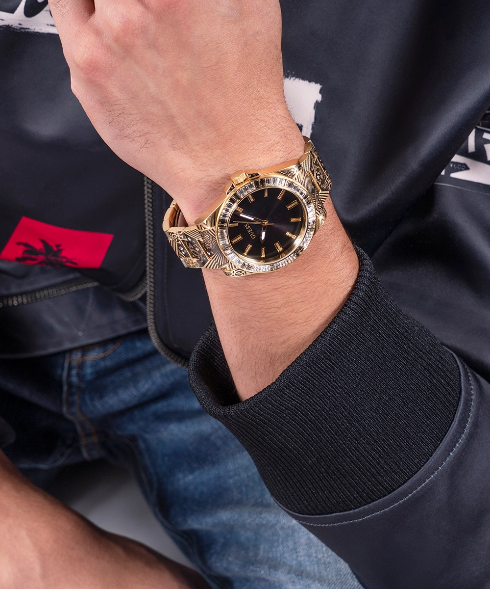 GUESS Mens Gold Tone Analog Watch