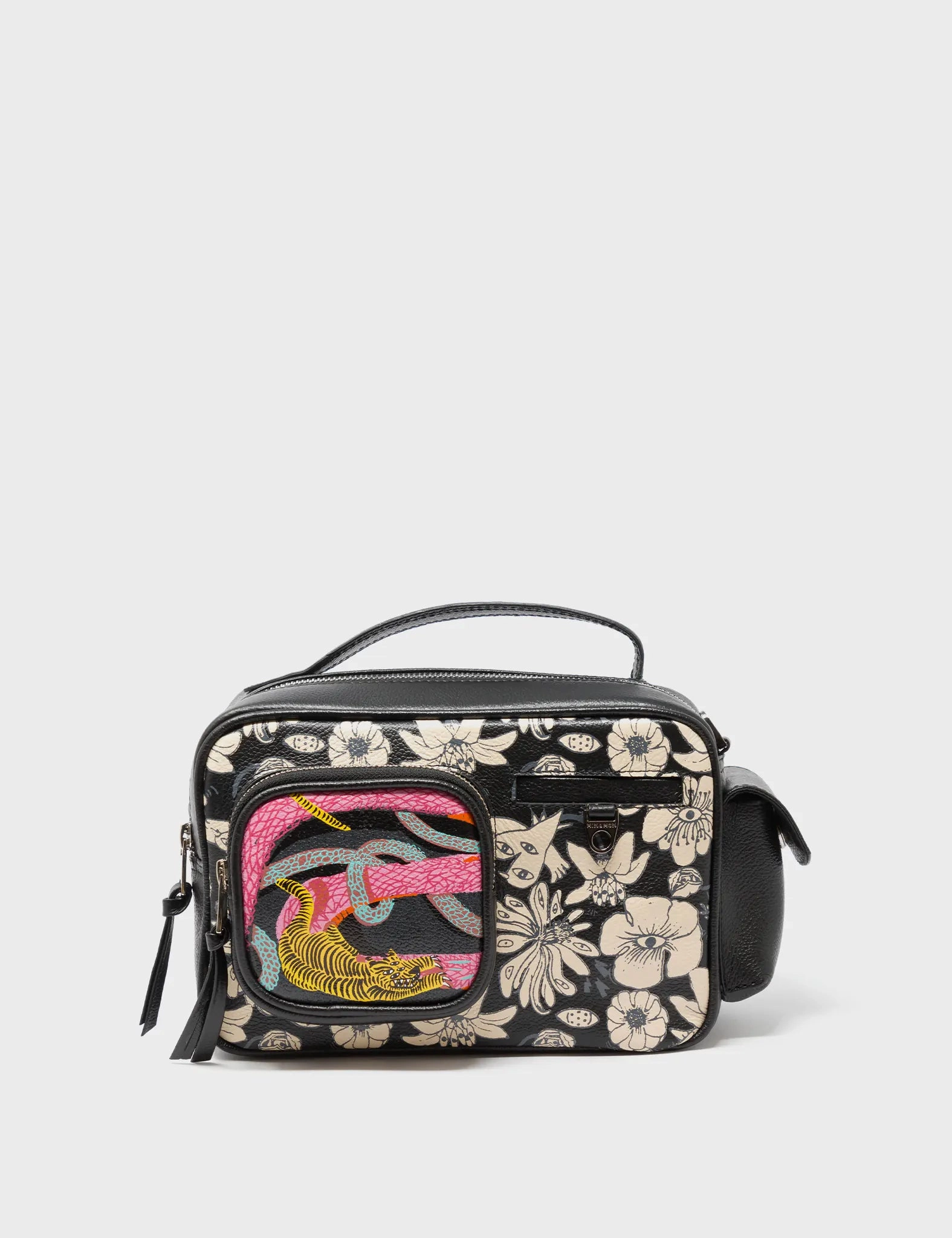 Ilan Radio Medium Black Crossbody Bag - Tangle Tales Black Design