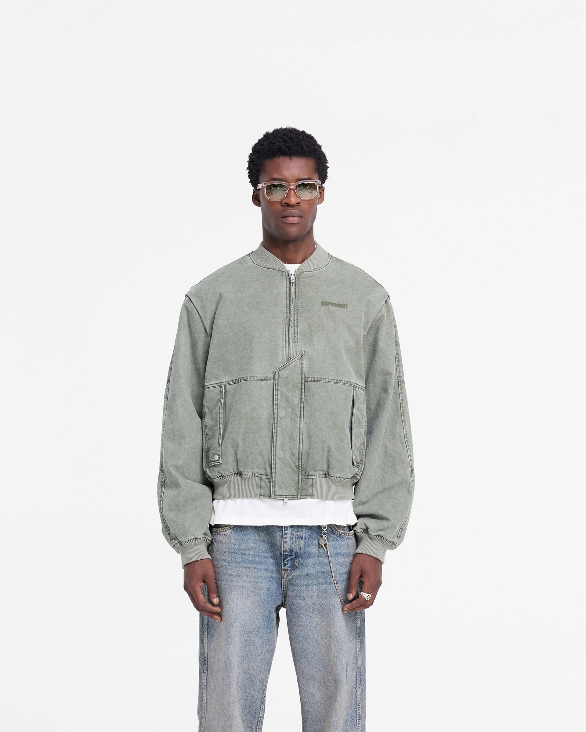 Inset Sleeve Bomber - Khaki