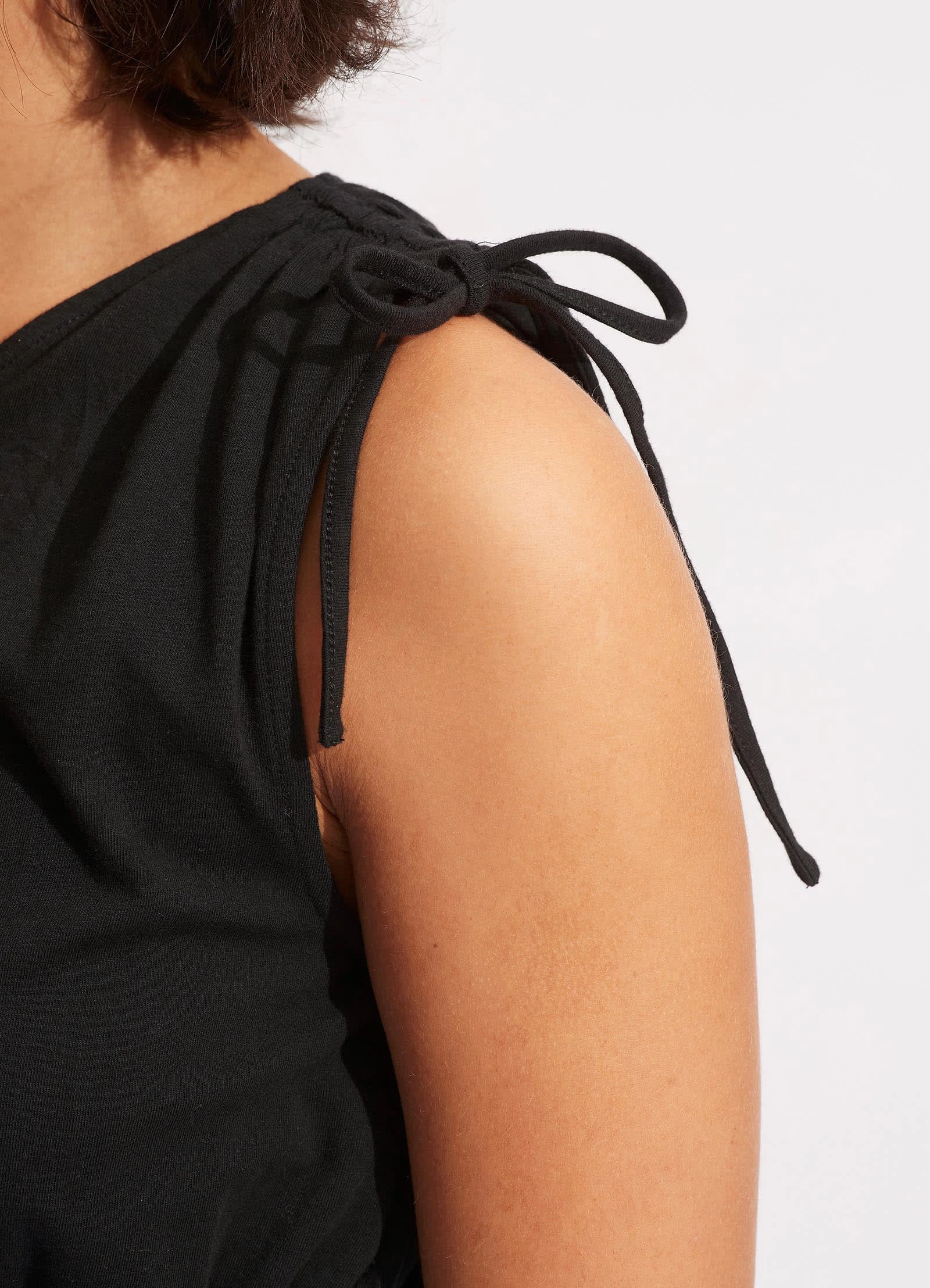 Jersey One Shoulder Crop Top - Black