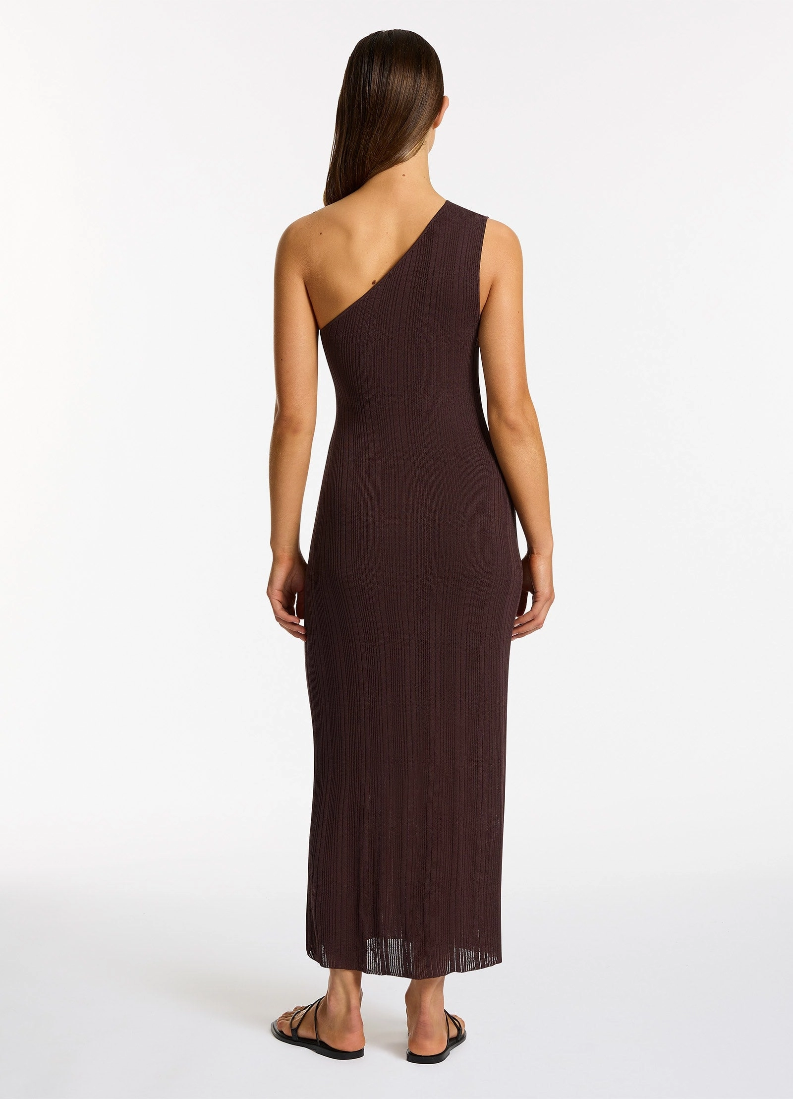 Jetset Knit One Shoulder Dress - Chocolate