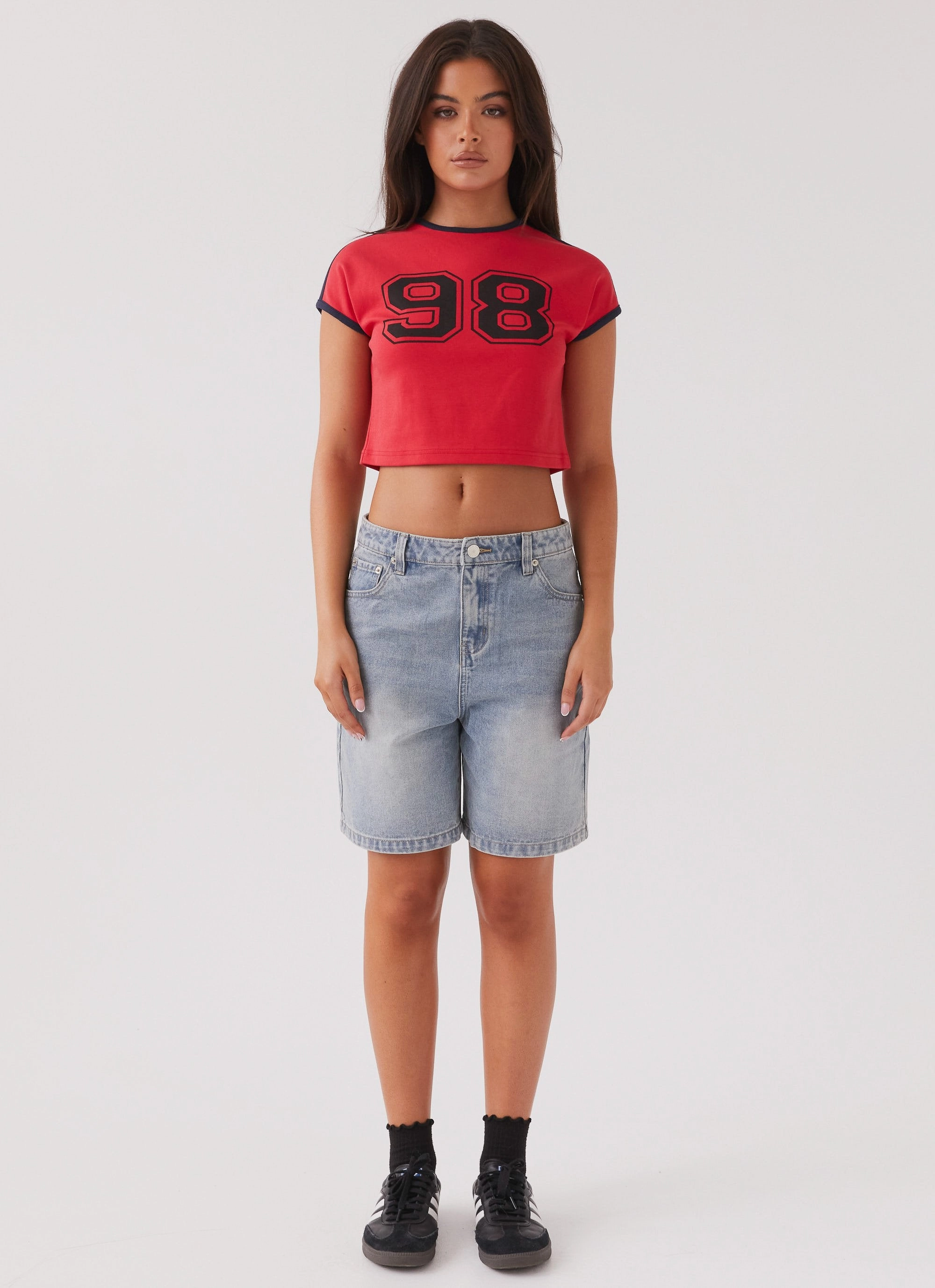 Jodi Number Baby Tee - Red