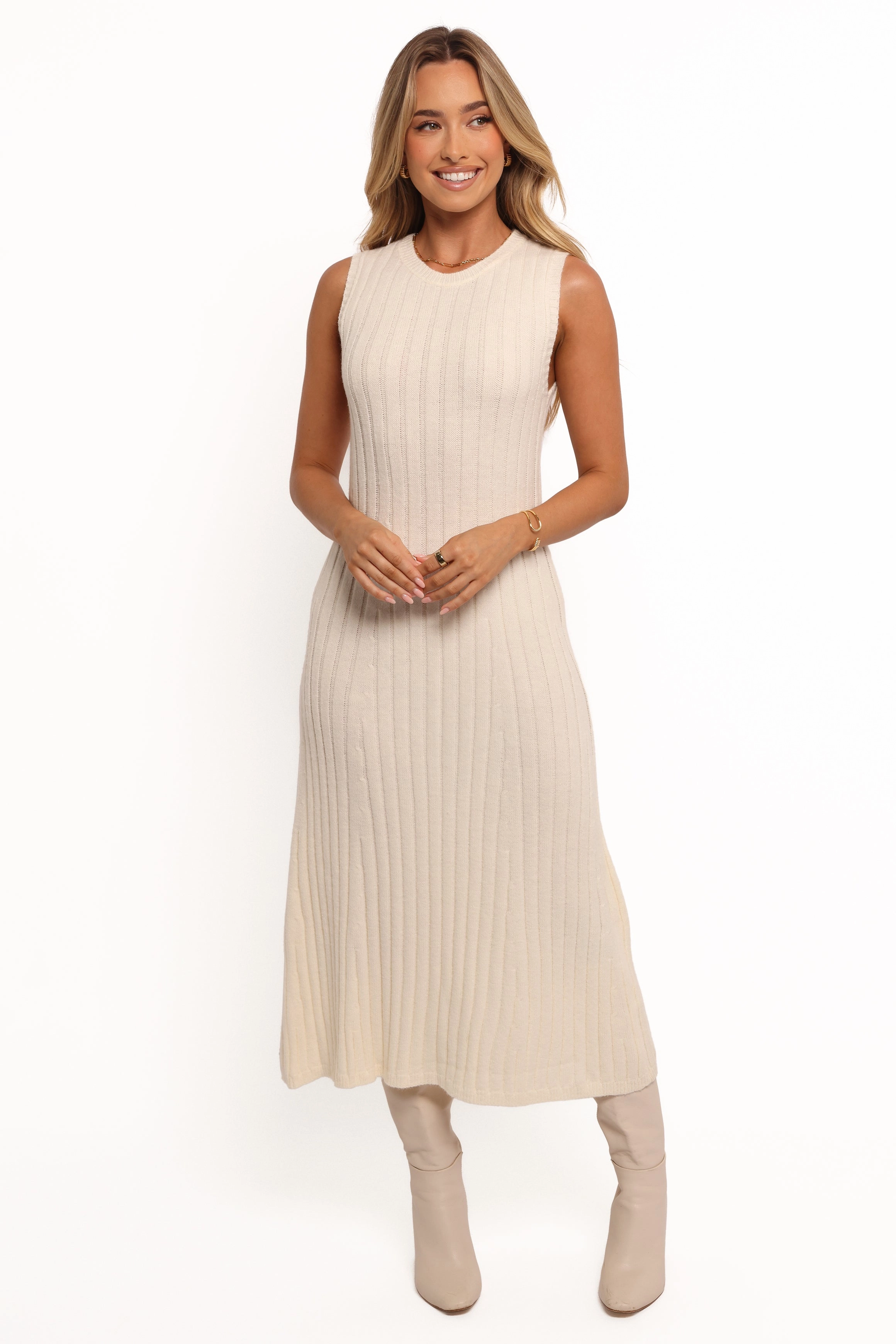 Kellie Knit Midi Dress - White