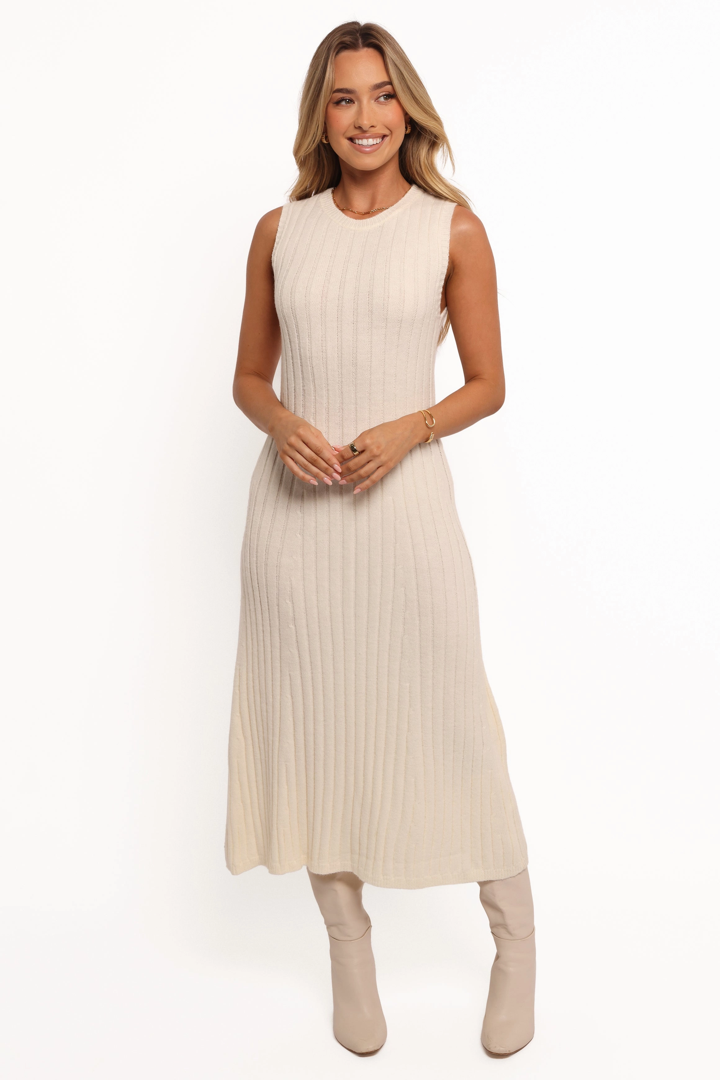 Kellie Knit Midi Dress - White