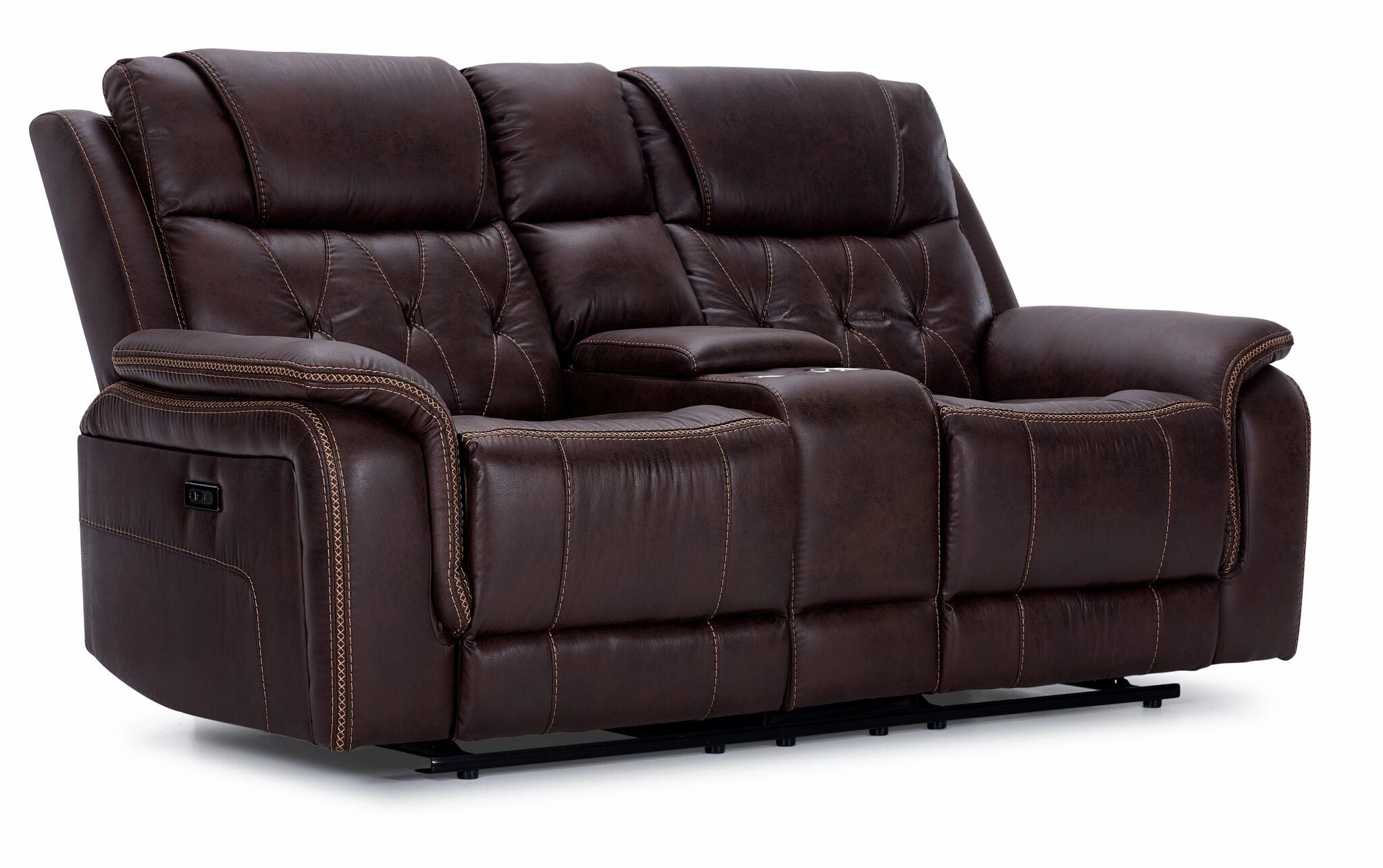 Laredo Power Reclining Sofa and Loveseat Set - Walnut