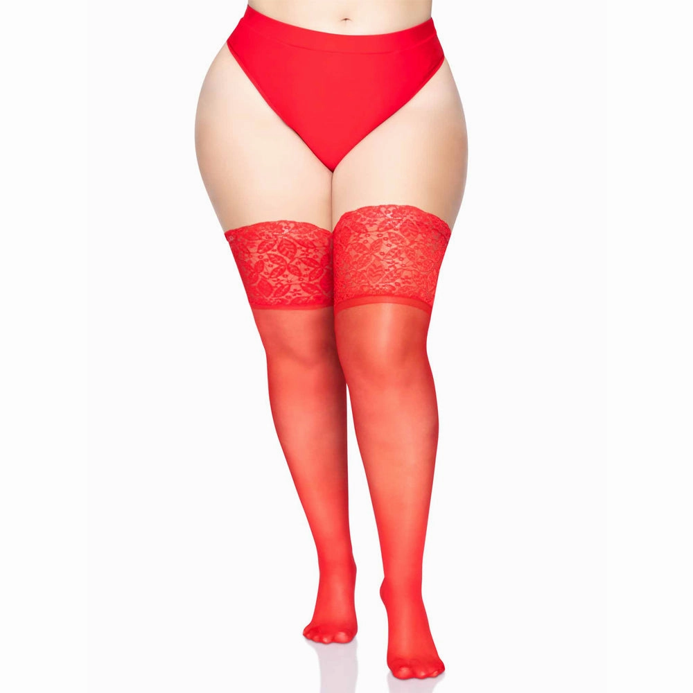 Leg Avenue Clara Sheer Stay-Up Thigh-High Stockings - Curvy