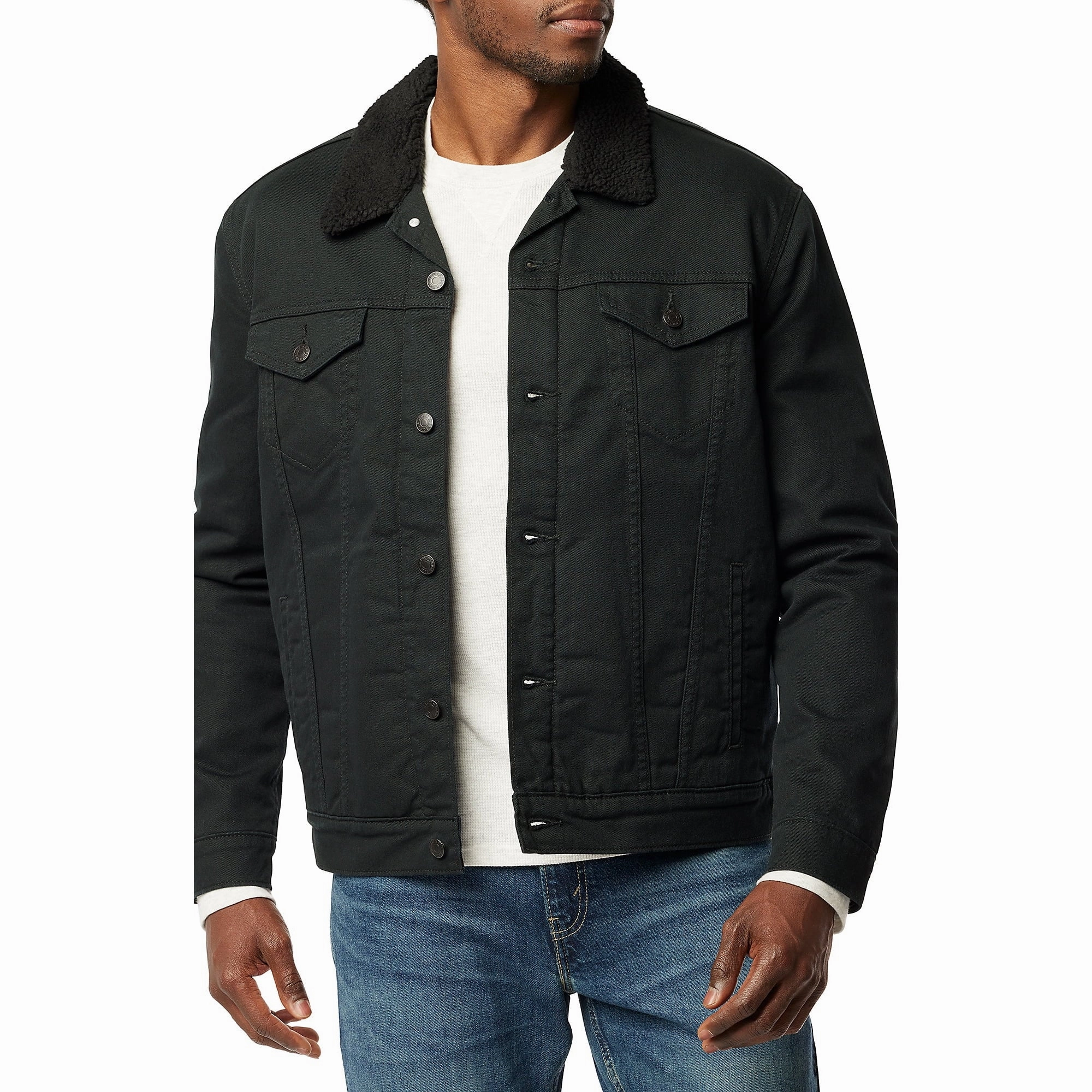 Levi Strauss Signature Men's Faux Shearling Trucker Jacket Raven M