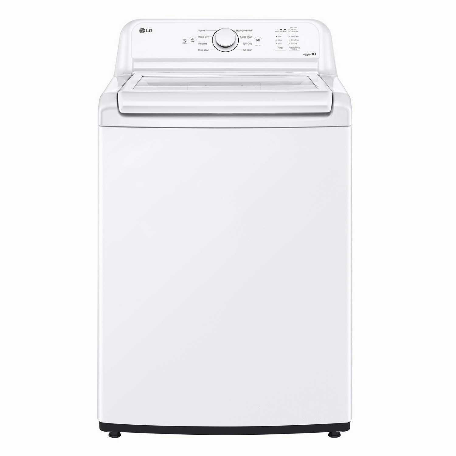LG White Top Load Washer with Agitator and SlamProof® Glass Lid (4.8 Cu. Ft) -WT6105CW
