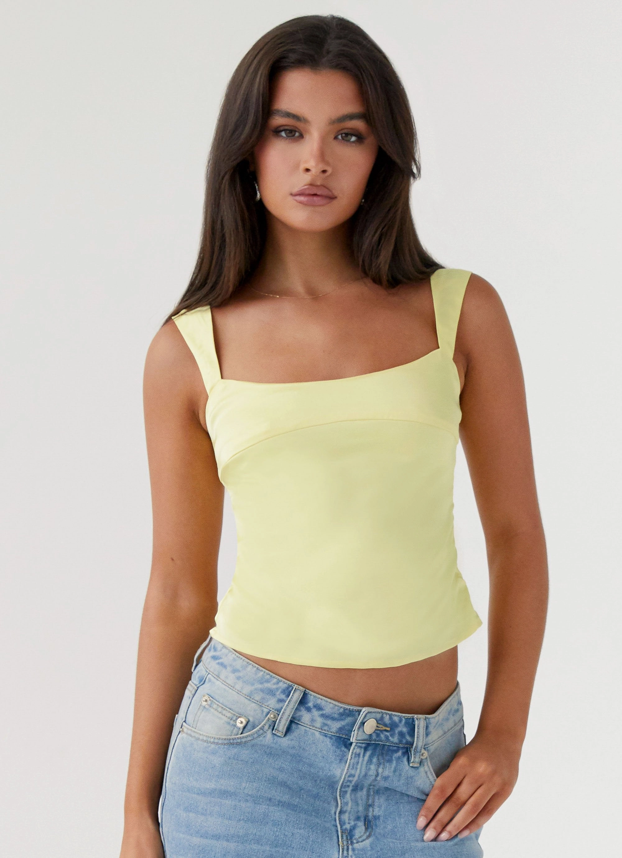 Lylah Satin Top - Yellow