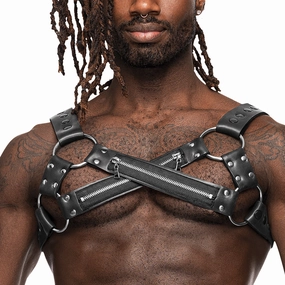 Male Power Virgo Criss-Cross Zipper Neoprene Chest Harness