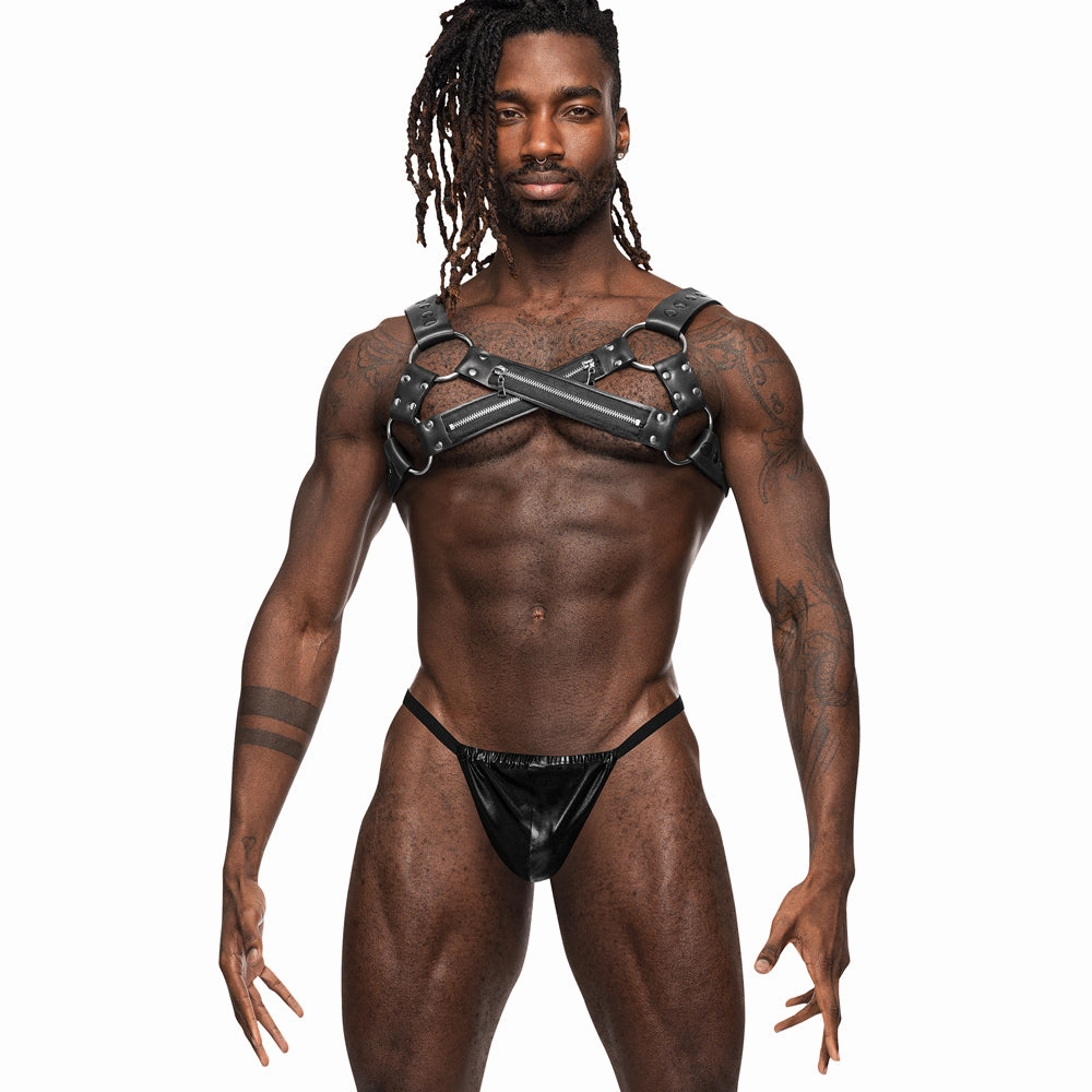 Male Power Virgo Criss-Cross Zipper Neoprene Chest Harness