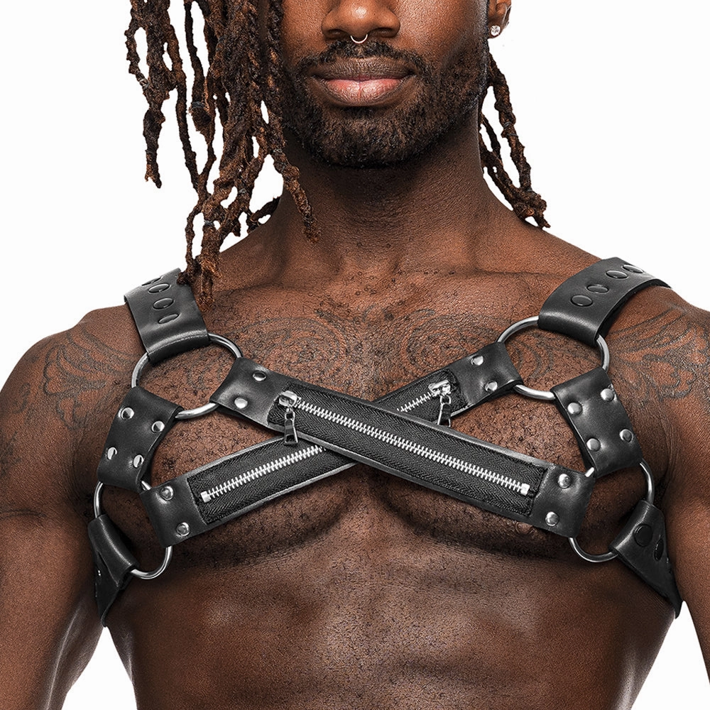 Male Power Virgo Criss-Cross Zipper Neoprene Chest Harness