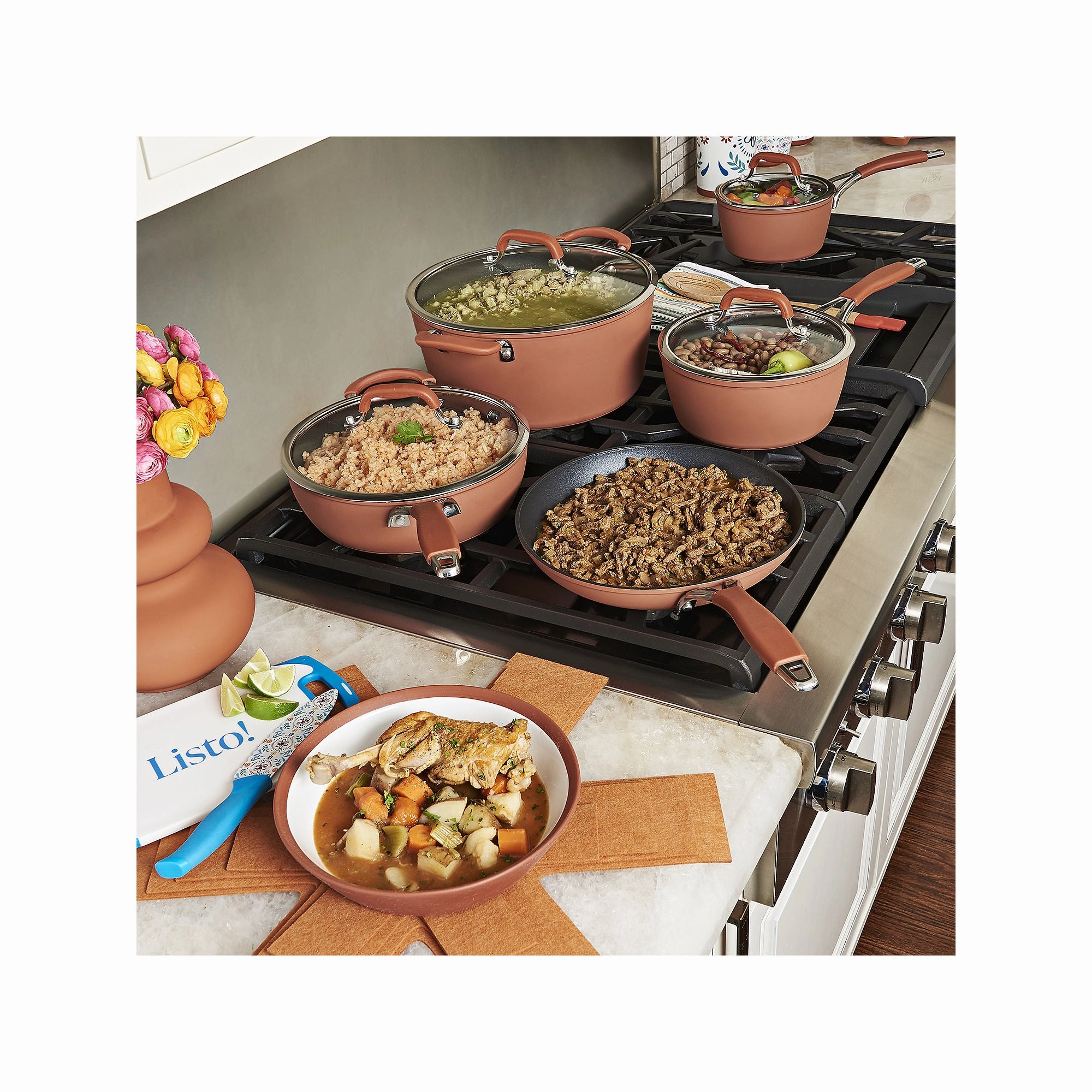 Mesa Mia 14-Pc. Non-Stick Cookware Set - TERRACOTTA ONE SIZE