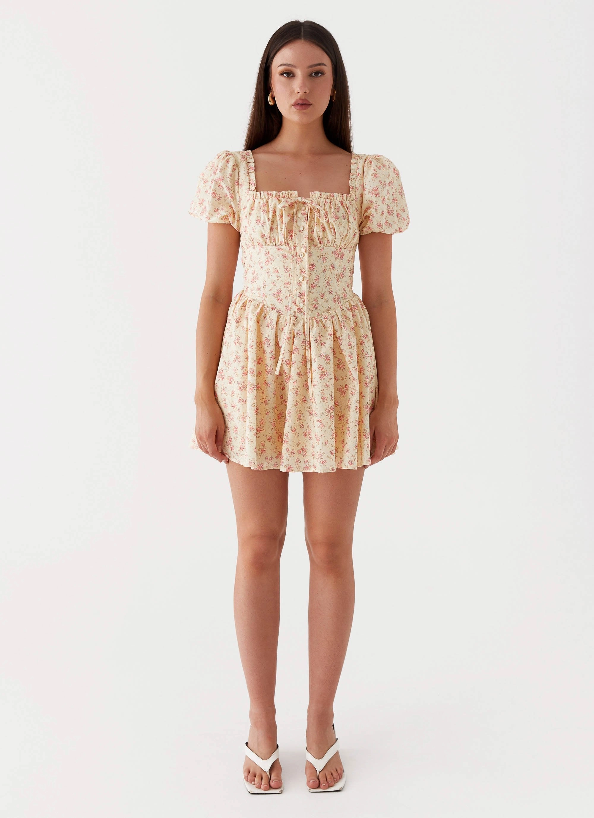 Mila Mini Dress - Yellow Ditsy Floral