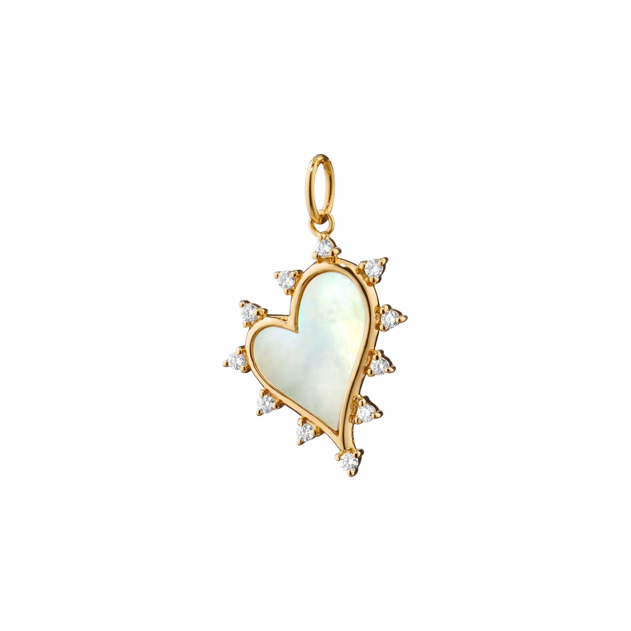 Mother of Pearl Heart Necklace with Diamonds