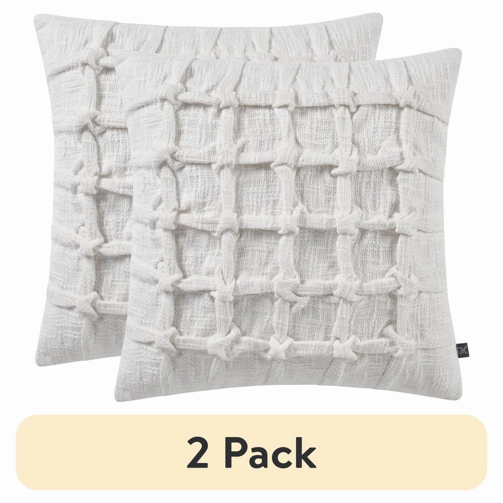 My Texas House TLY-PLW-1818-WD-WHITE 18" x 18" Tilly White Pinch Pleat Cotton Decorative Pillow