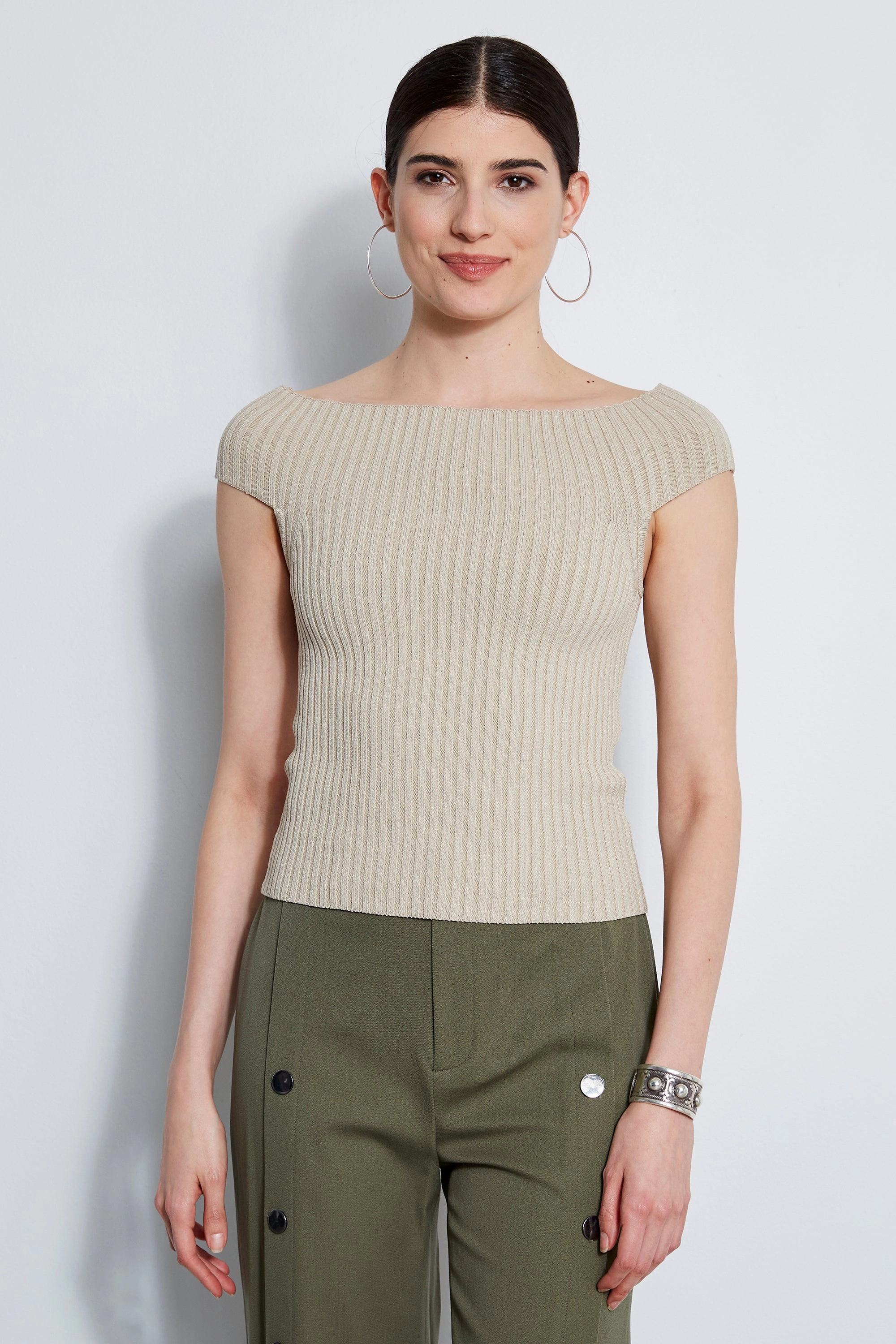 Off Shoulder Rib Sweater
