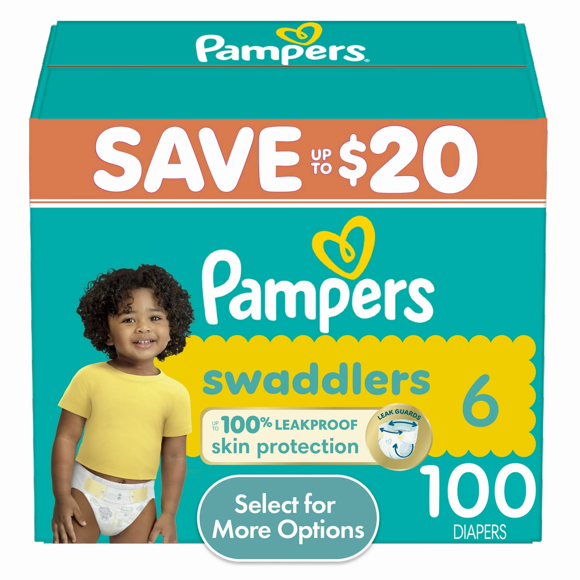 Pampers Swaddlers Diapers, Size 6, 100 Count, Ultra Absorbent Disposable Baby Diapers - Trusted Protection