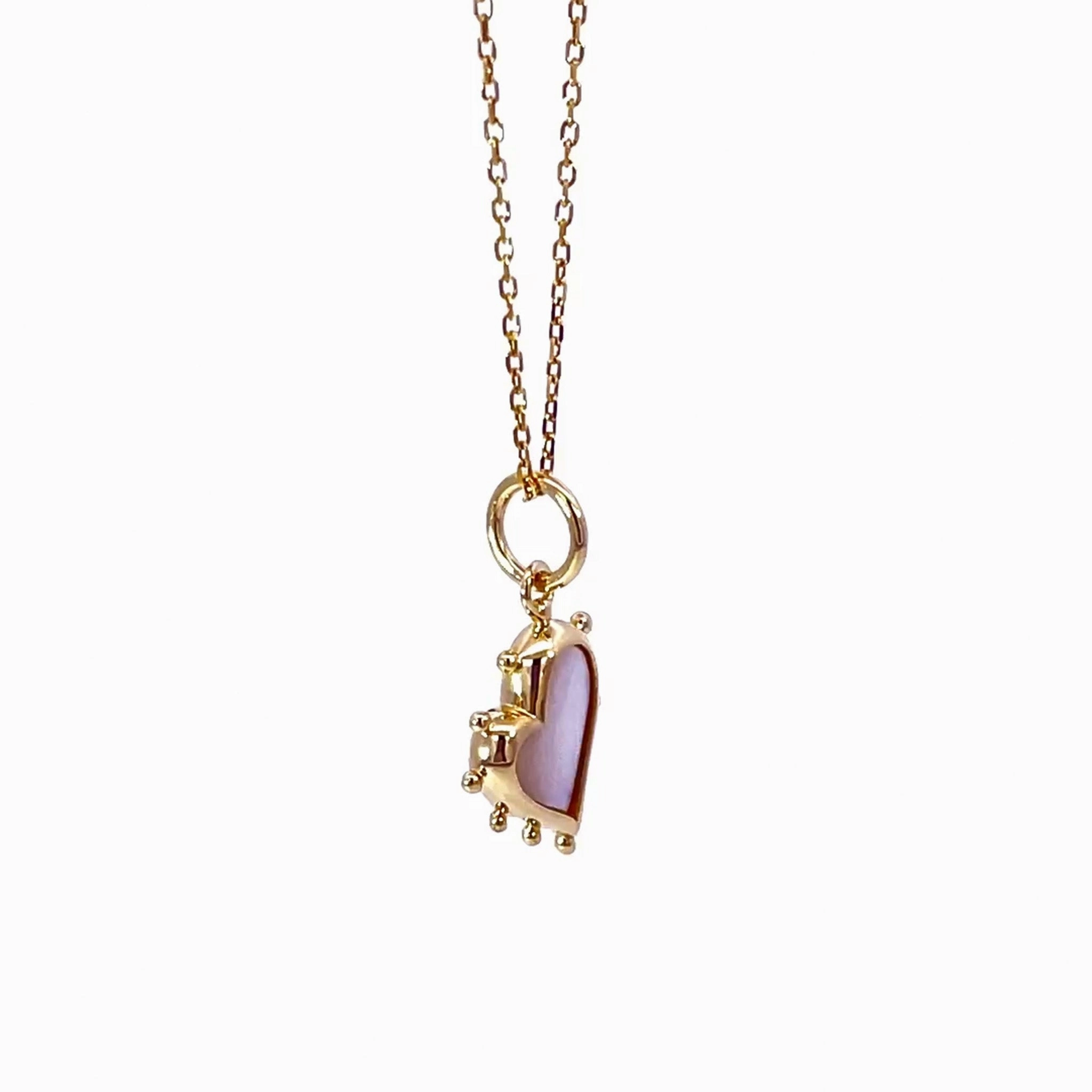 Petite Mother of Pearl Gold Heart Necklace