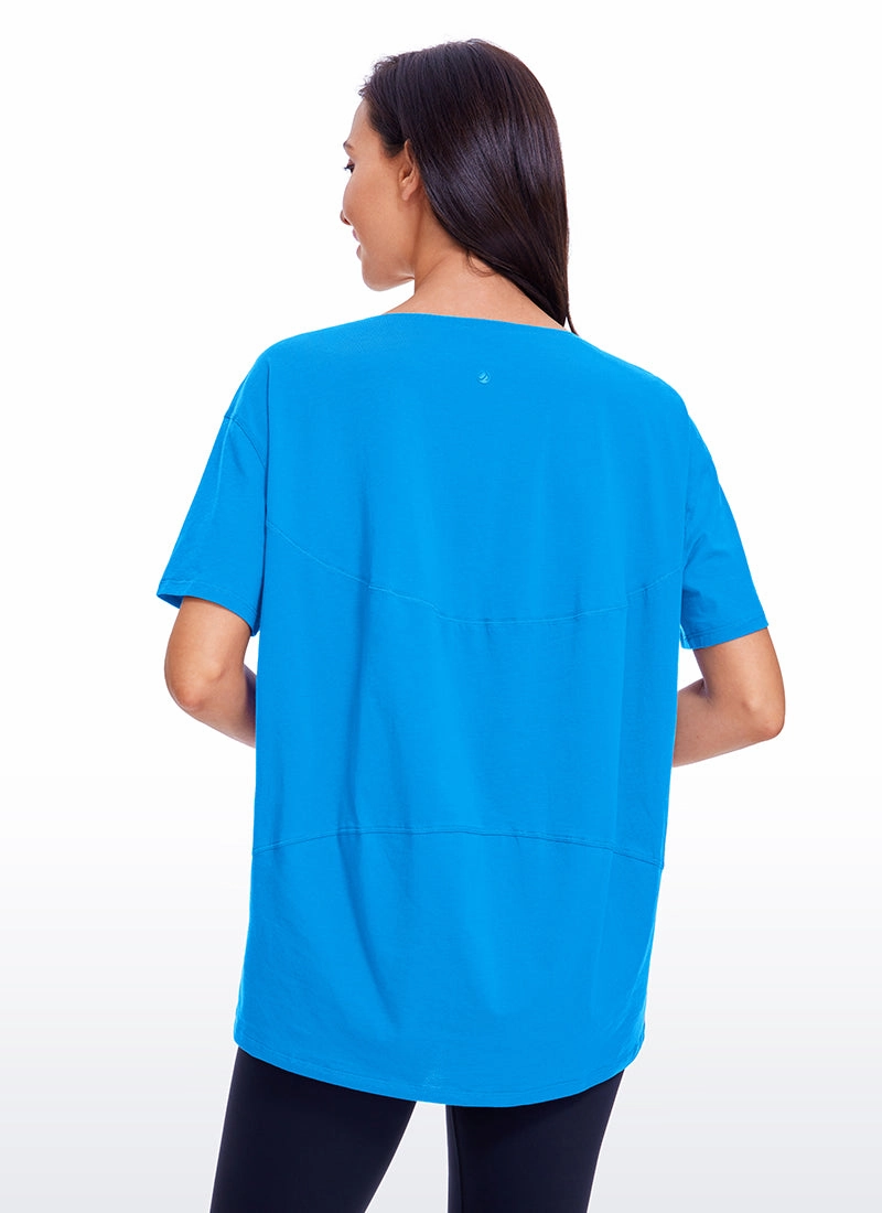 Pima Cotton Short Sleeves Boat Neck