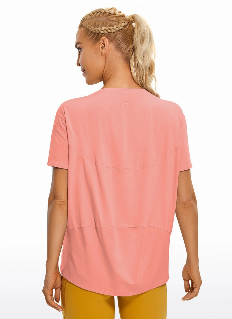 Pima Cotton Short Sleeves Boat Neck