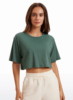 Pima Cotton Short Sleeves Cropped