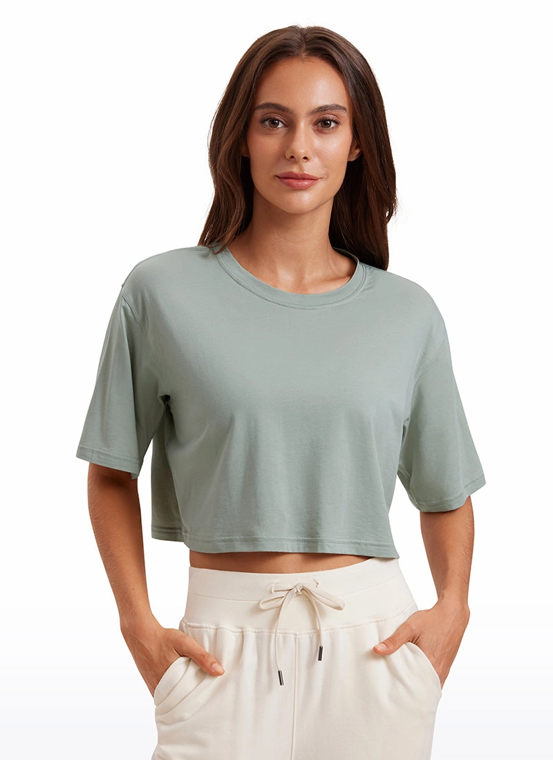 Pima Cotton Short Sleeves Cropped