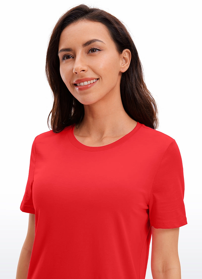 Pima Cotton Short Sleeves Round Neck