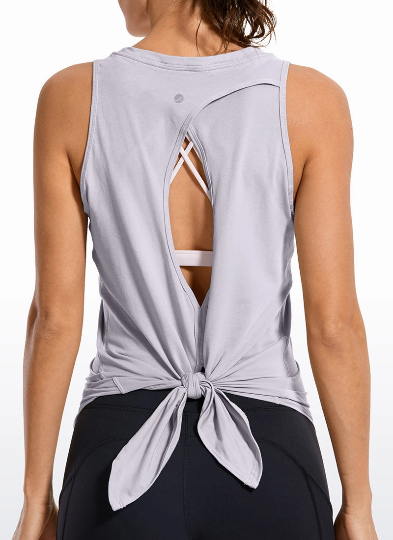 Pima Cotton Tank Split Open Back