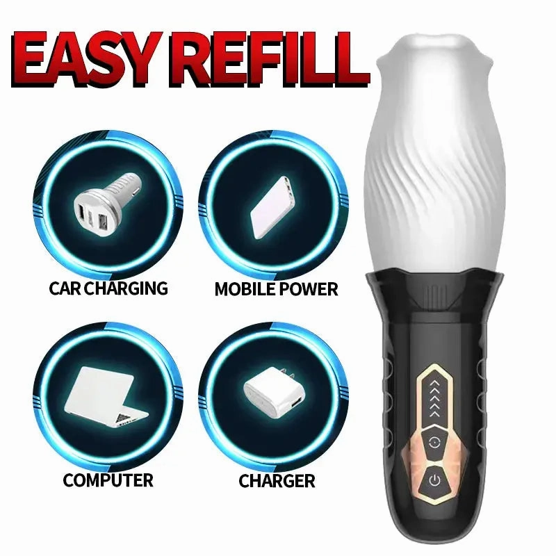 Quusvik Masturbator Cup for Men - Rotating & Vibrating Glans Stimulation