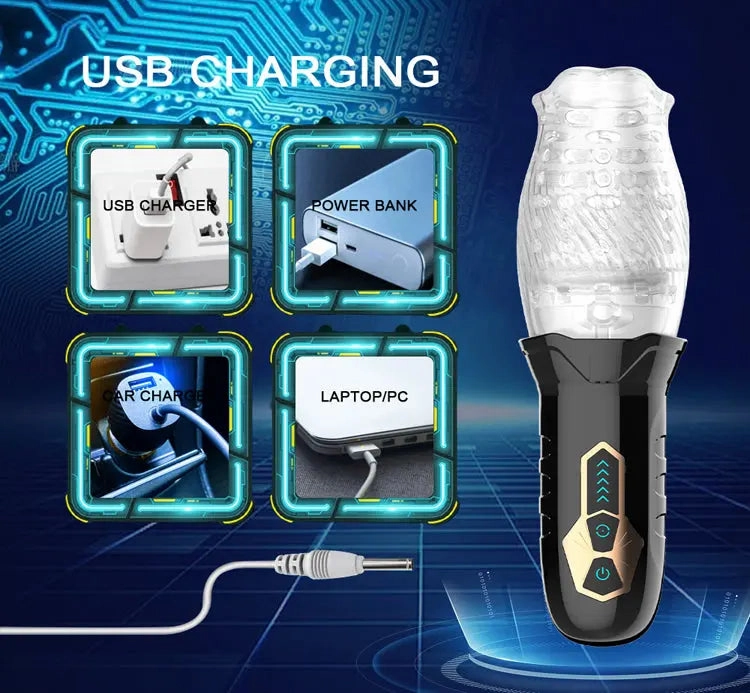 Quusvik Masturbator Cup for Men - Rotating & Vibrating Glans Stimulation