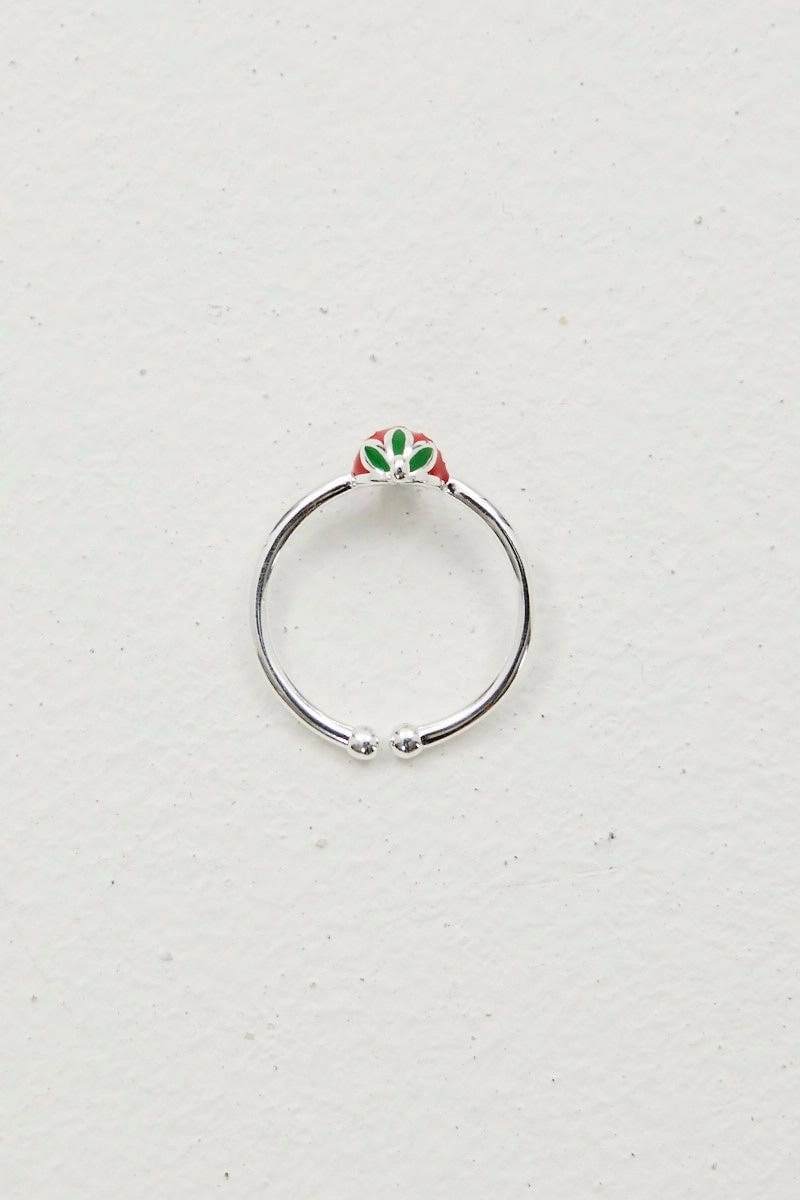 Red Strawberry Ring 925 Silver