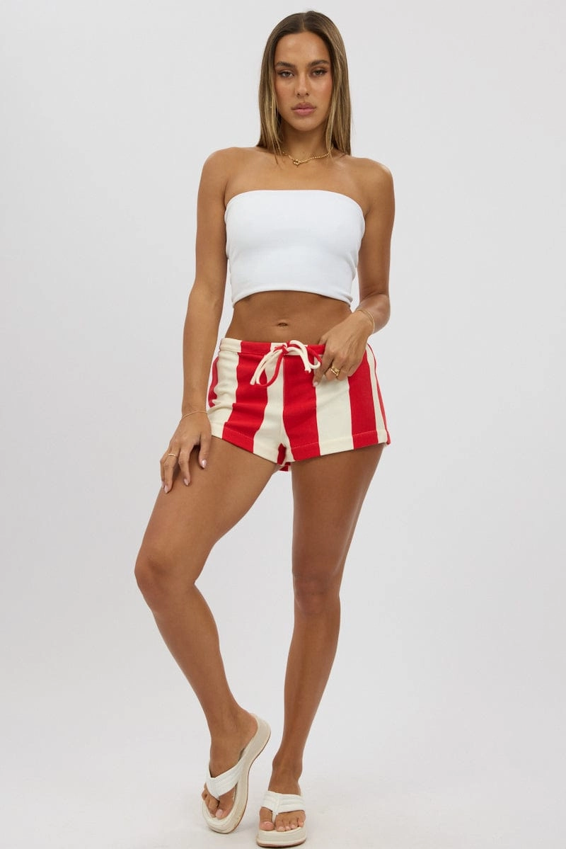 Red Stripe Mini Shorts