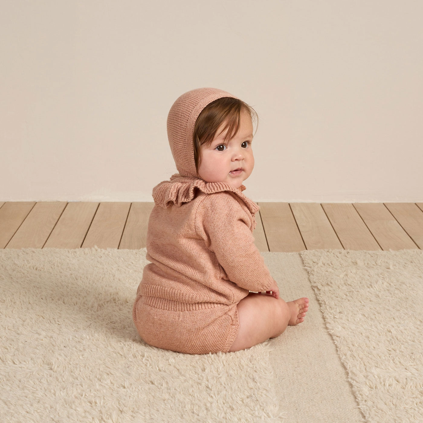 Ruffle Collar Cardigan - Rose - FINAL SALE