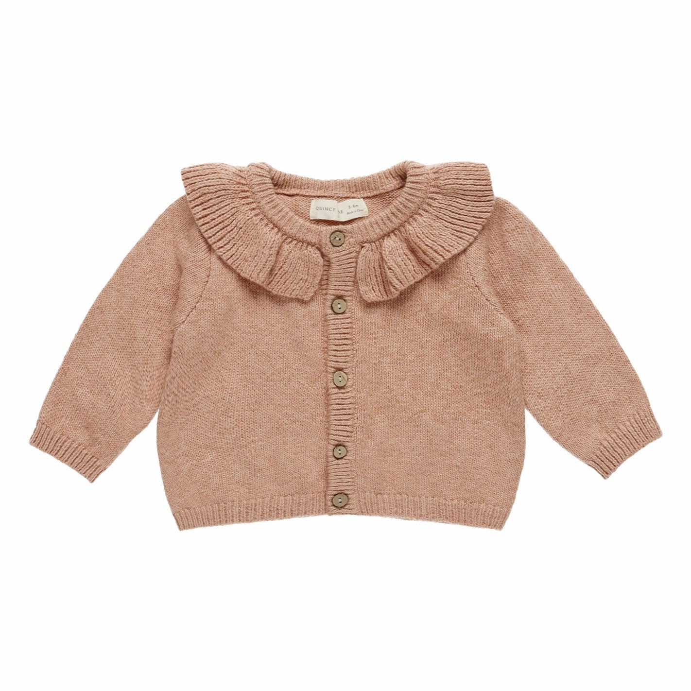 Ruffle Collar Cardigan - Rose - FINAL SALE