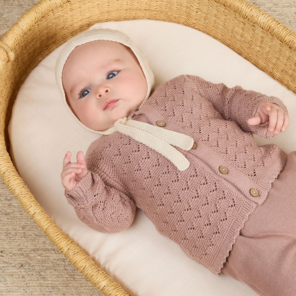 Scalloped Cardigan - Mauve - FINAL SALE