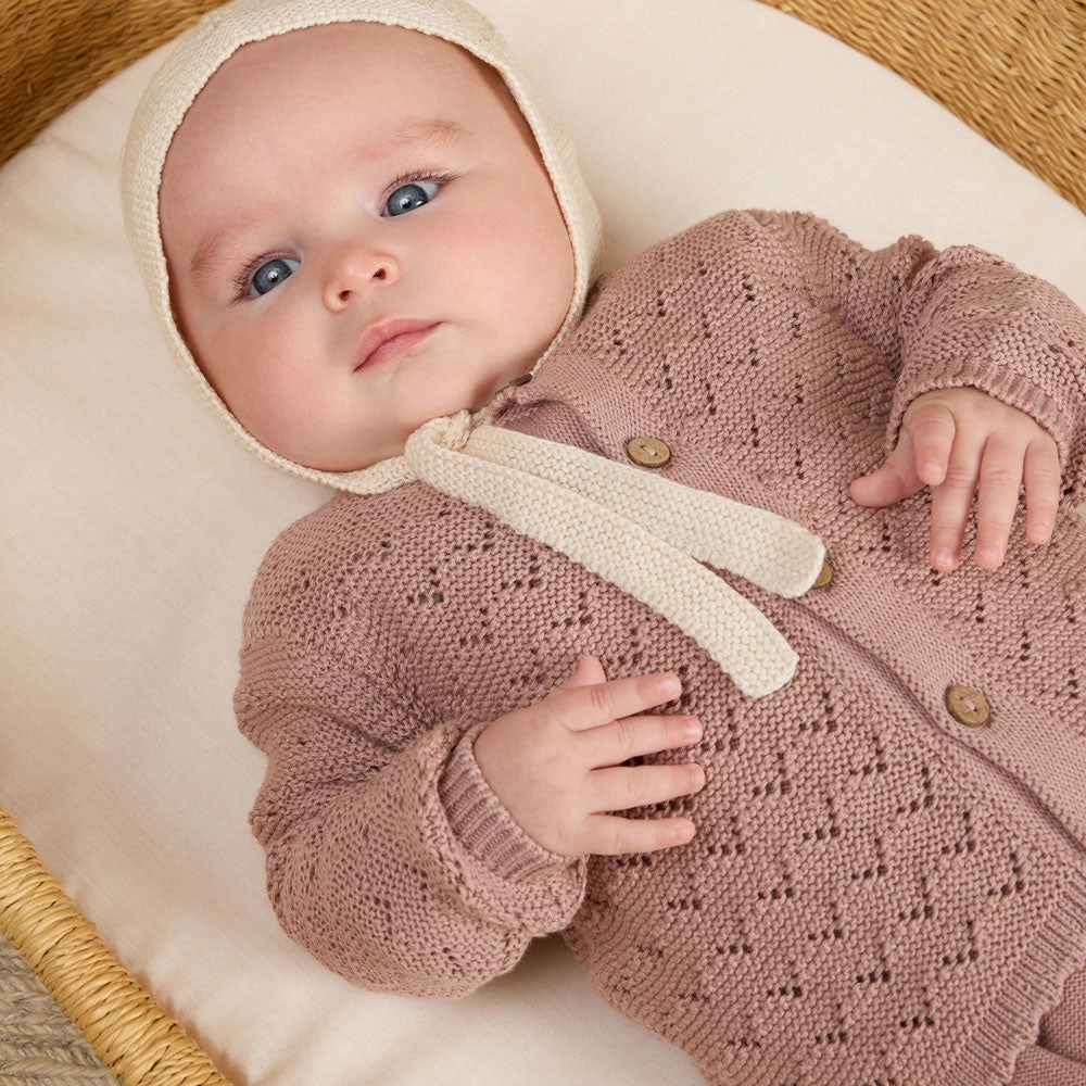 Scalloped Cardigan - Mauve - FINAL SALE