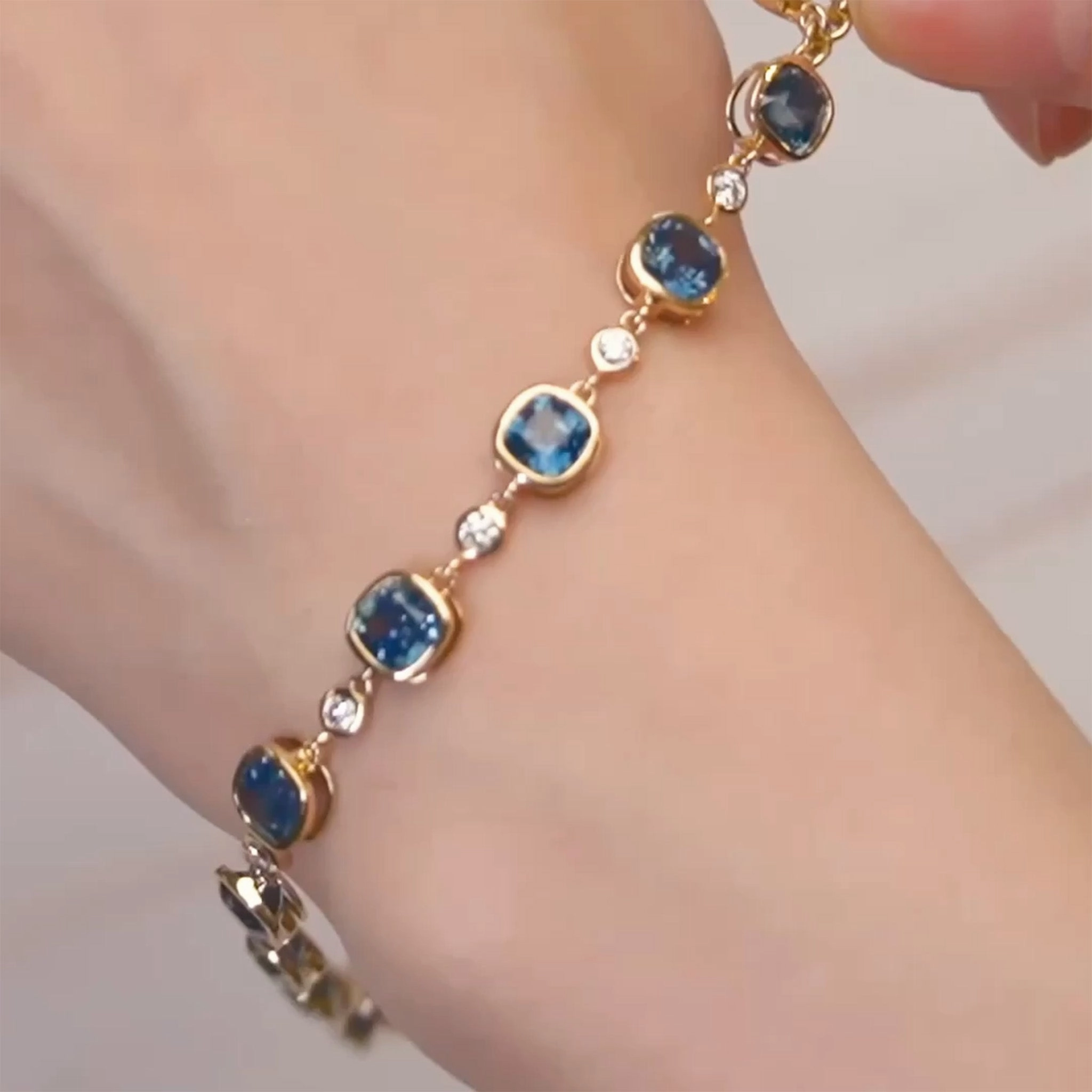Special Edition Cushion Cut Montana Blue Sapphire Tennis Bracelet