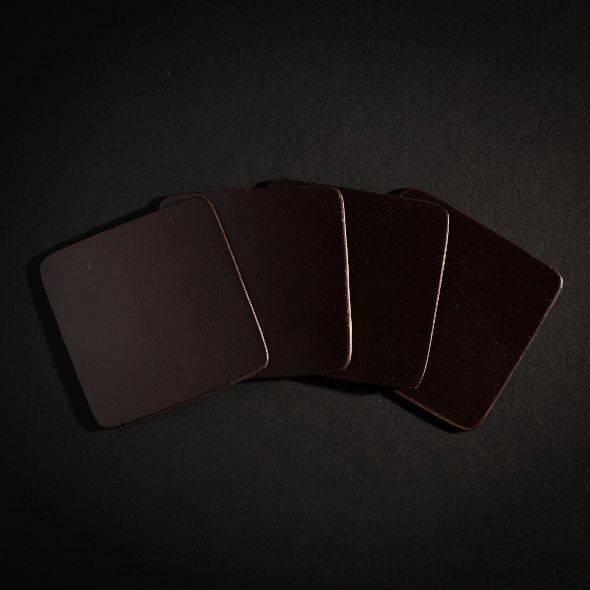 Square Coasters - Cognac Distressed Leather Coasters - Made in Canada
