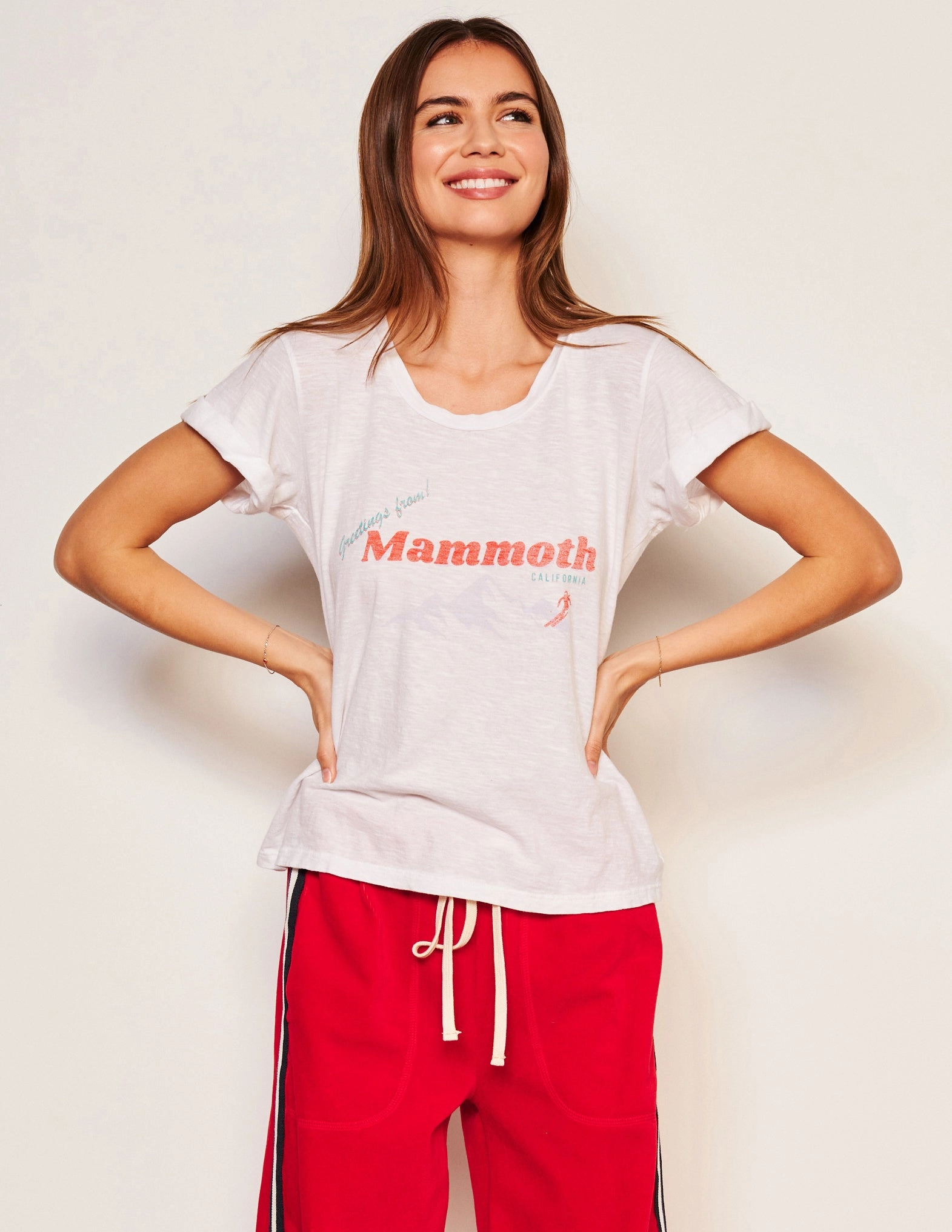 Sundry Mammoth Rolled Sleeve Tee in Optic White